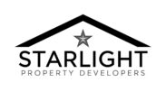 a business logo for a construction company called starlight property developers. the logo will have a simple black roof with a star below the roof